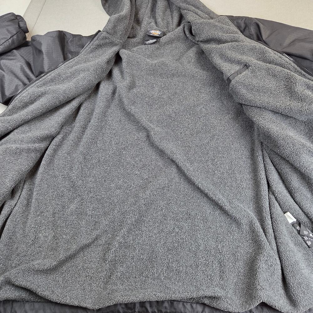 Dickies Fleece Lined Hooded Nylon Jacket Black Full Zip Ripstop Men's 2XL - Picture 6 of 16